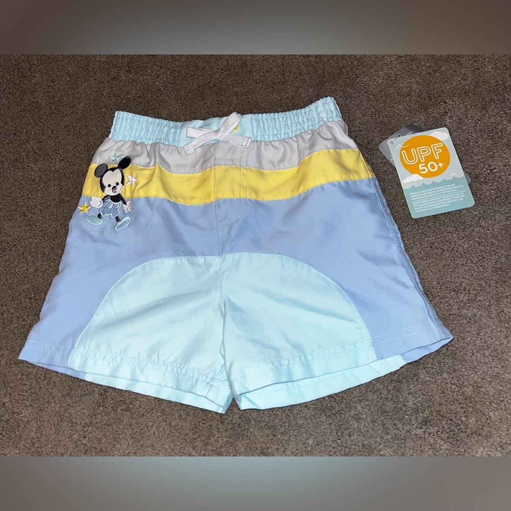 NWT Disney Infant size 12-18 months Blue Mickey Mouse Swim Trunks